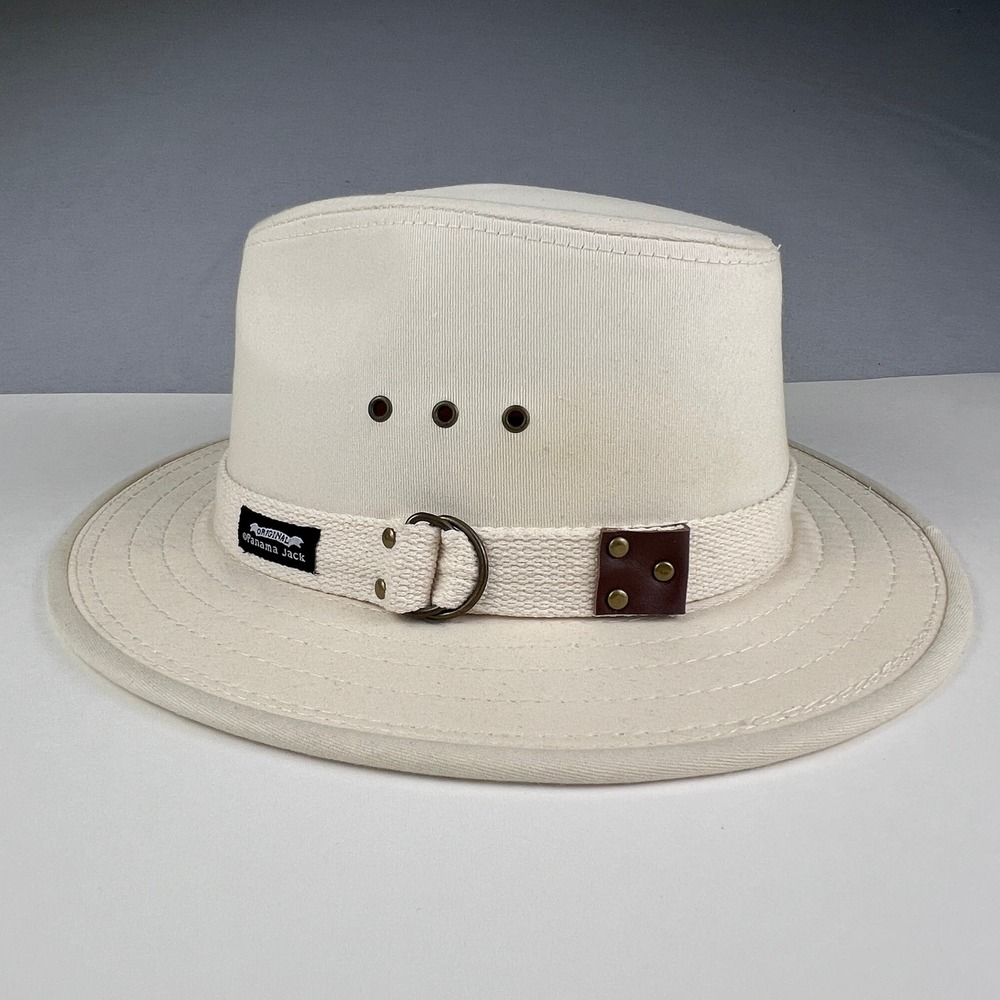 Panama Jack Safari Hat Mens Large Cream Cotton Canvas Outdoor Hiking Outback Sun